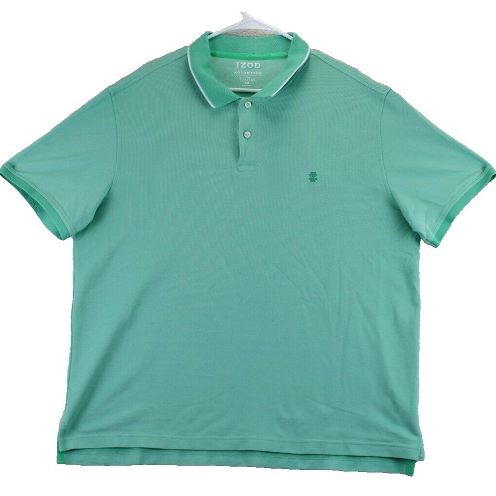 IZOD Advantage Performance Mens Short Sleeve Polo Shirt‎ Aqua Green Stretch XXL